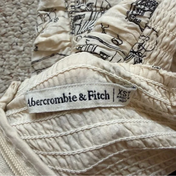 Abercrombie & Fitch Strapless Cream Mini Dress with Black Print - Picture 7 of 7